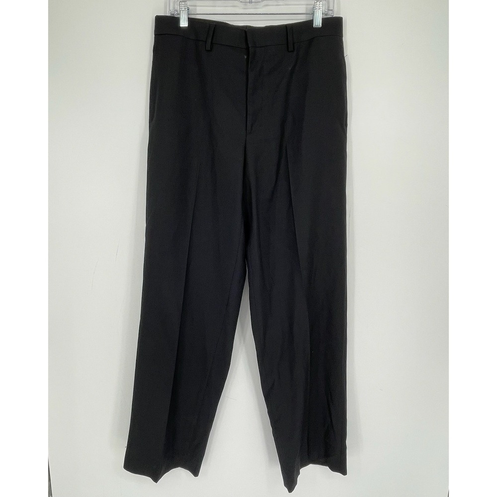 Structure Men's Y2K Black Flat Front Straight Leg Trouser Dress Pants Size 32x34